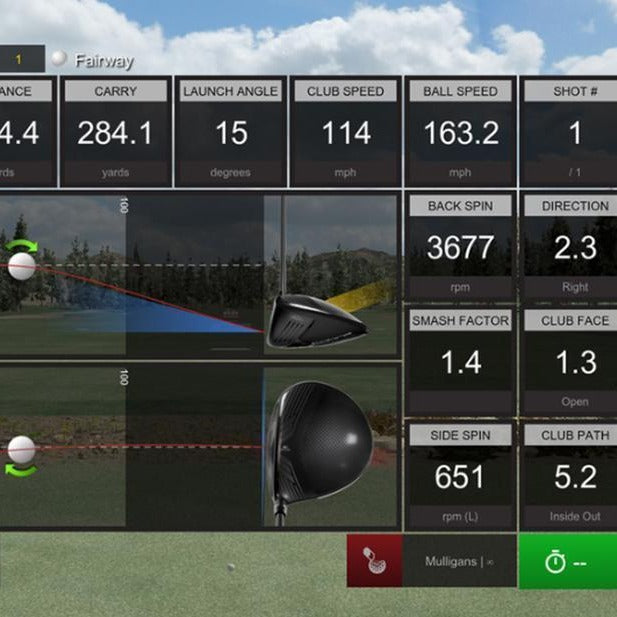 Practice fine tuning your craft on an open range comparing 20+ data parameters including face path, club path, & face impact location.